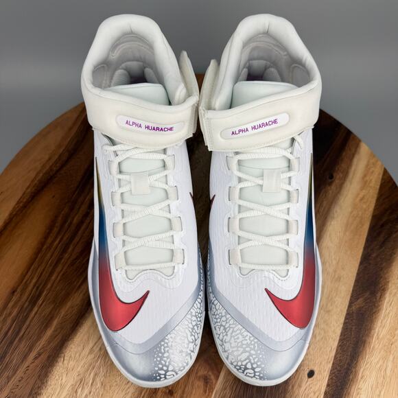 Nike Alpha Huarache Elite Mid- Men\'s 12 White Silver Baseball Cleats FZ3327-001 main image 4